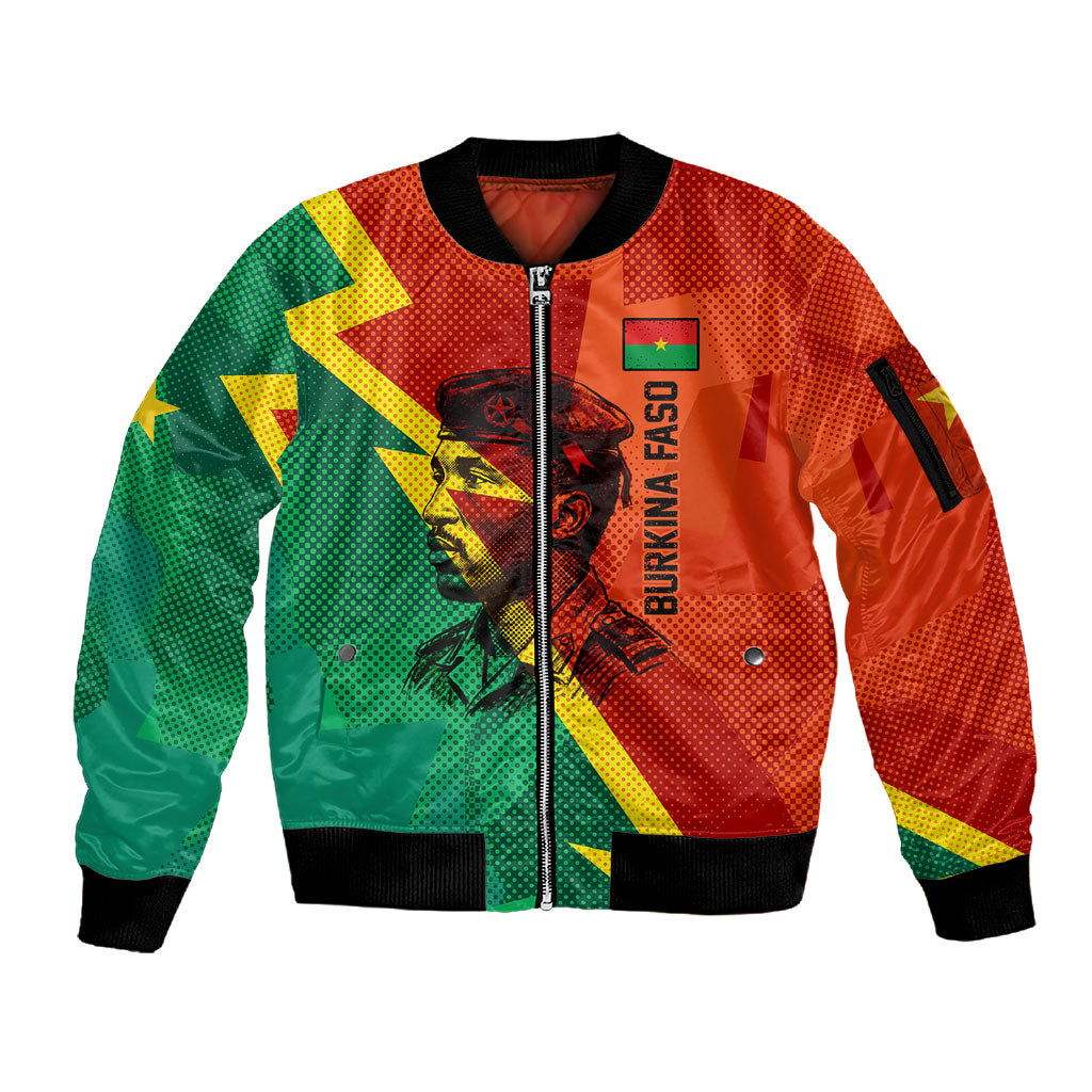 Burkina Faso Independence Day Thomas Sankara Sleeve Zip Bomber Jacket Revolution Heritage Broken Chains Graphic