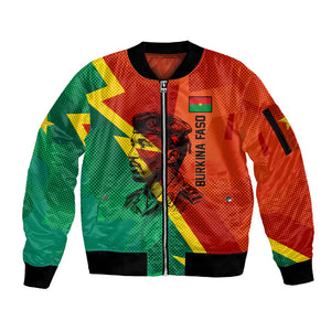Burkina Faso Independence Day Thomas Sankara Sleeve Zip Bomber Jacket Revolution Heritage Broken Chains Graphic
