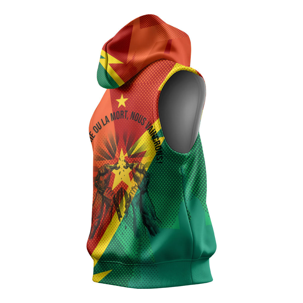 Burkina Faso Independence Day Thomas Sankara Sleeveless Hoodie Revolution Heritage Broken Chains Graphic