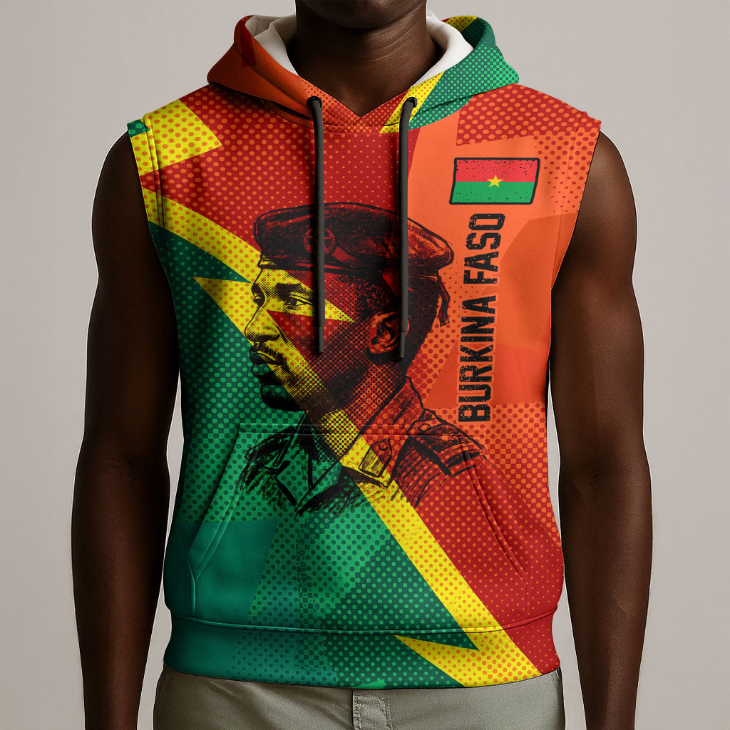 Burkina Faso Independence Day Thomas Sankara Sleeveless Hoodie Revolution Heritage Broken Chains Graphic