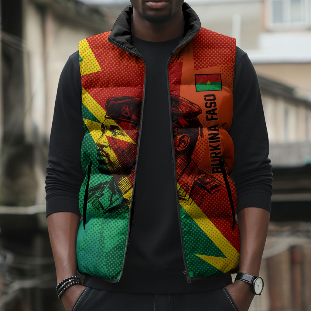 Burkina Faso Independence Day Thomas Sankara Sleeveless Puffer Jacket Revolution Heritage Broken Chains Graphic