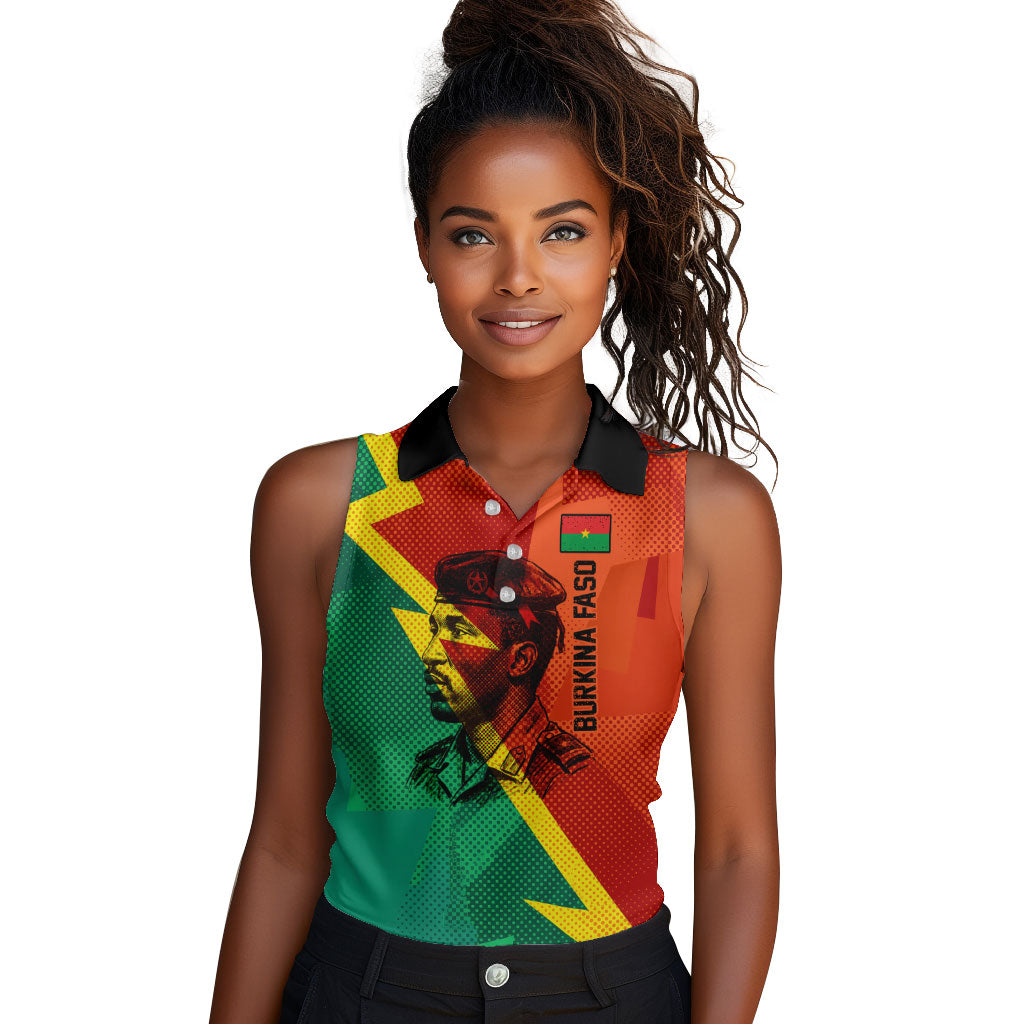 Burkina Faso Independence Day Thomas Sankara Women Sleeveless Polo Shirt Revolution Heritage Broken Chains Graphic