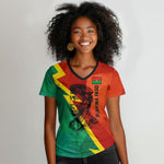 Burkina Faso Independence Day Thomas Sankara Women V-Neck T-Shirt Revolution Heritage Broken Chains Graphic