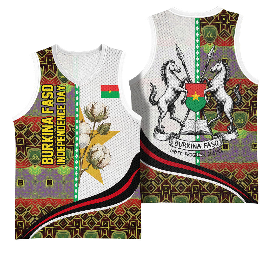 Burkina Faso Independence Day Coat Of Arms Basketball Jersey National Stallion Shield