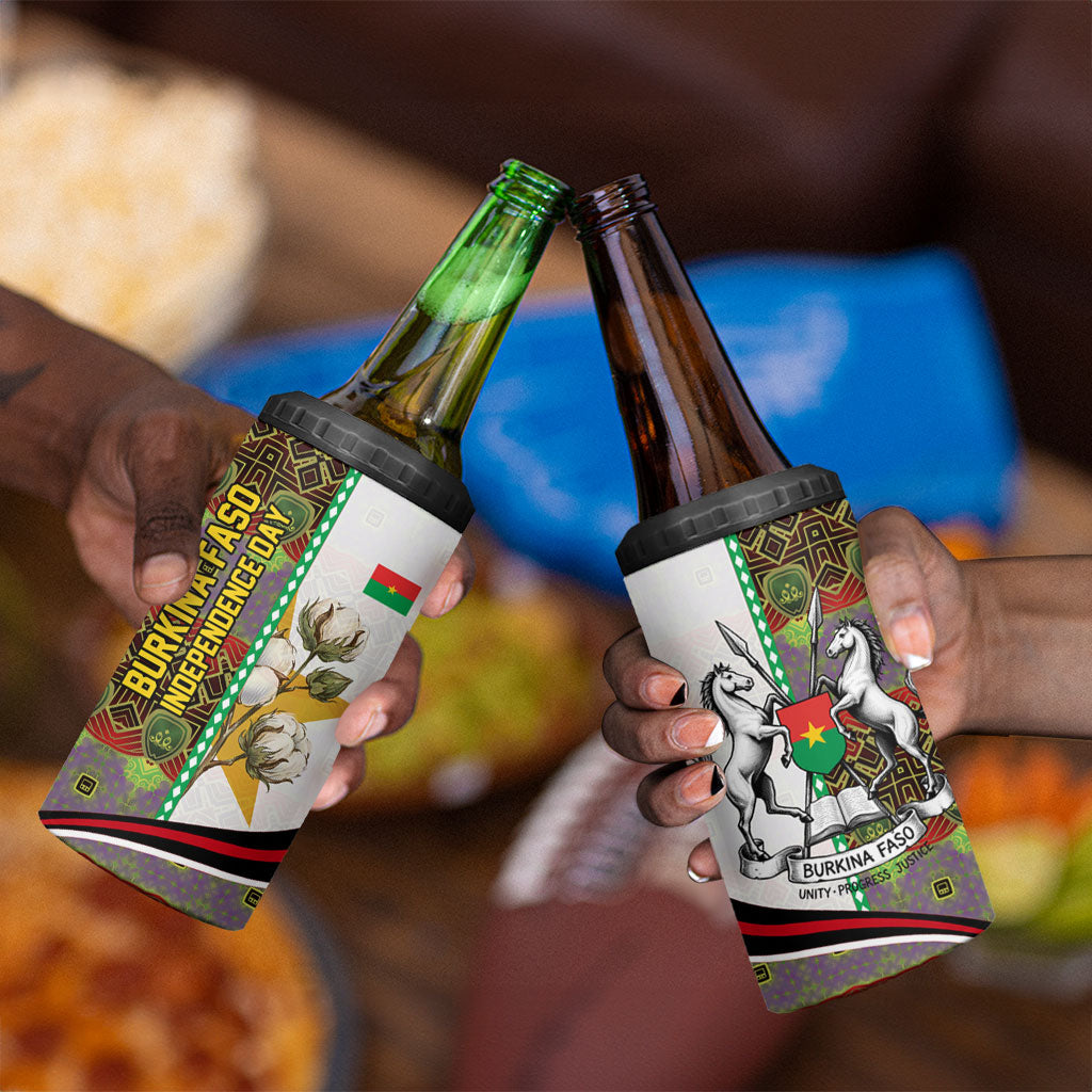 Burkina Faso Independence Day Coat Of Arms 4 in 1 Can Cooler Tumbler National Stallion Shield