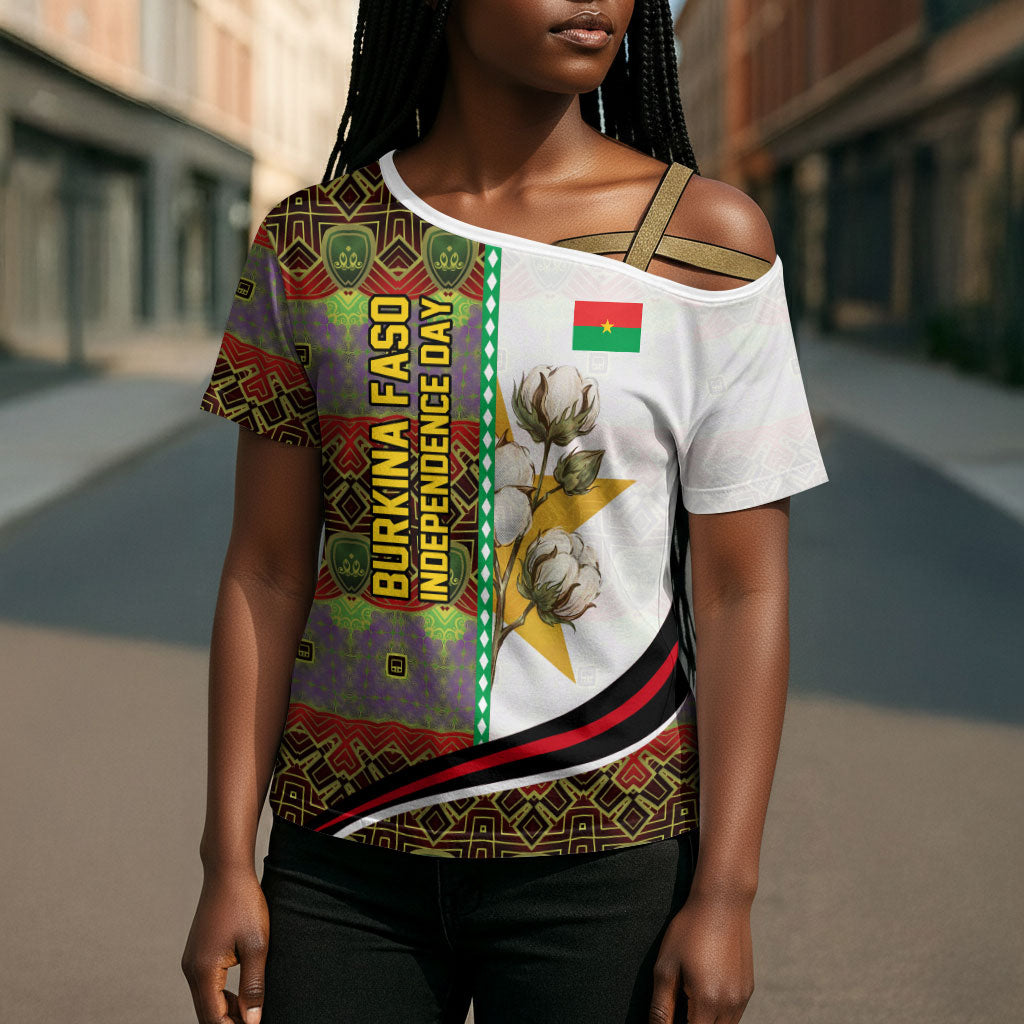 Burkina Faso Independence Day Coat Of Arms Cross Shoulder Shirt National Stallion Shield