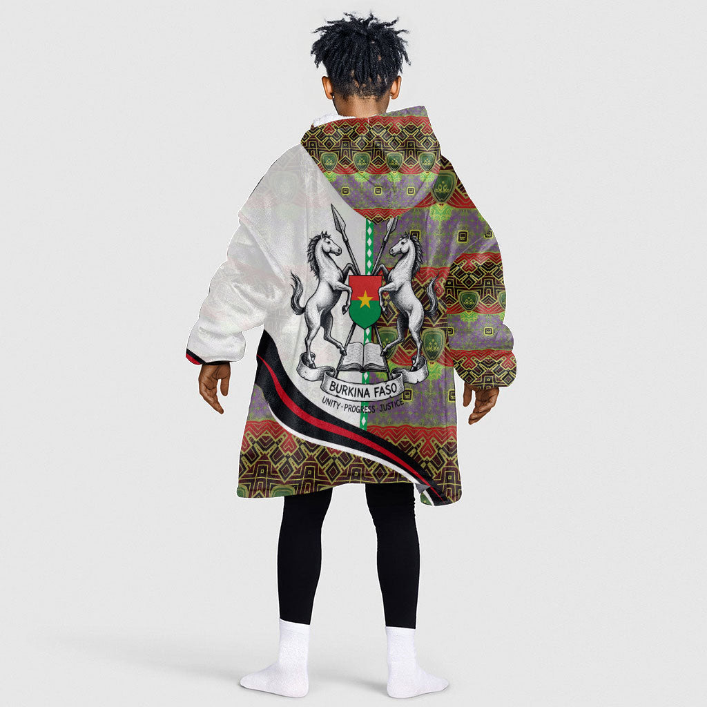 Burkina Faso Independence Day Coat Of Arms Kid Wearable Blanket Hoodie National Stallion Shield