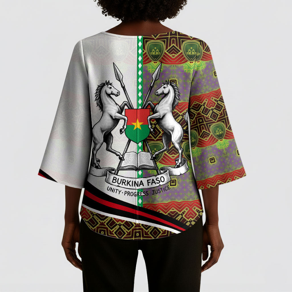 Burkina Faso Independence Day Coat Of Arms Kimono Sleeve Blouse National Stallion Shield