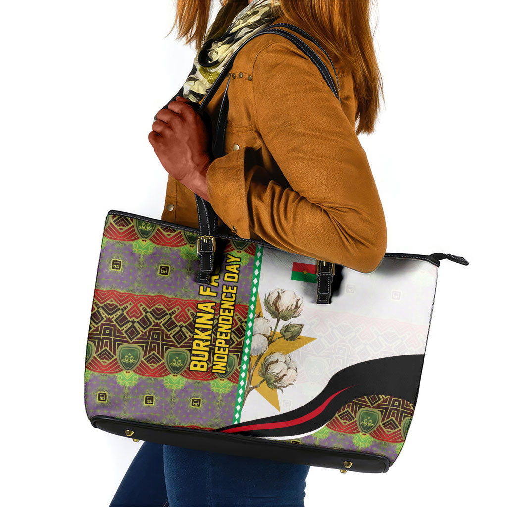 Burkina Faso Independence Day Coat Of Arms Leather Tote Bag National Stallion Shield