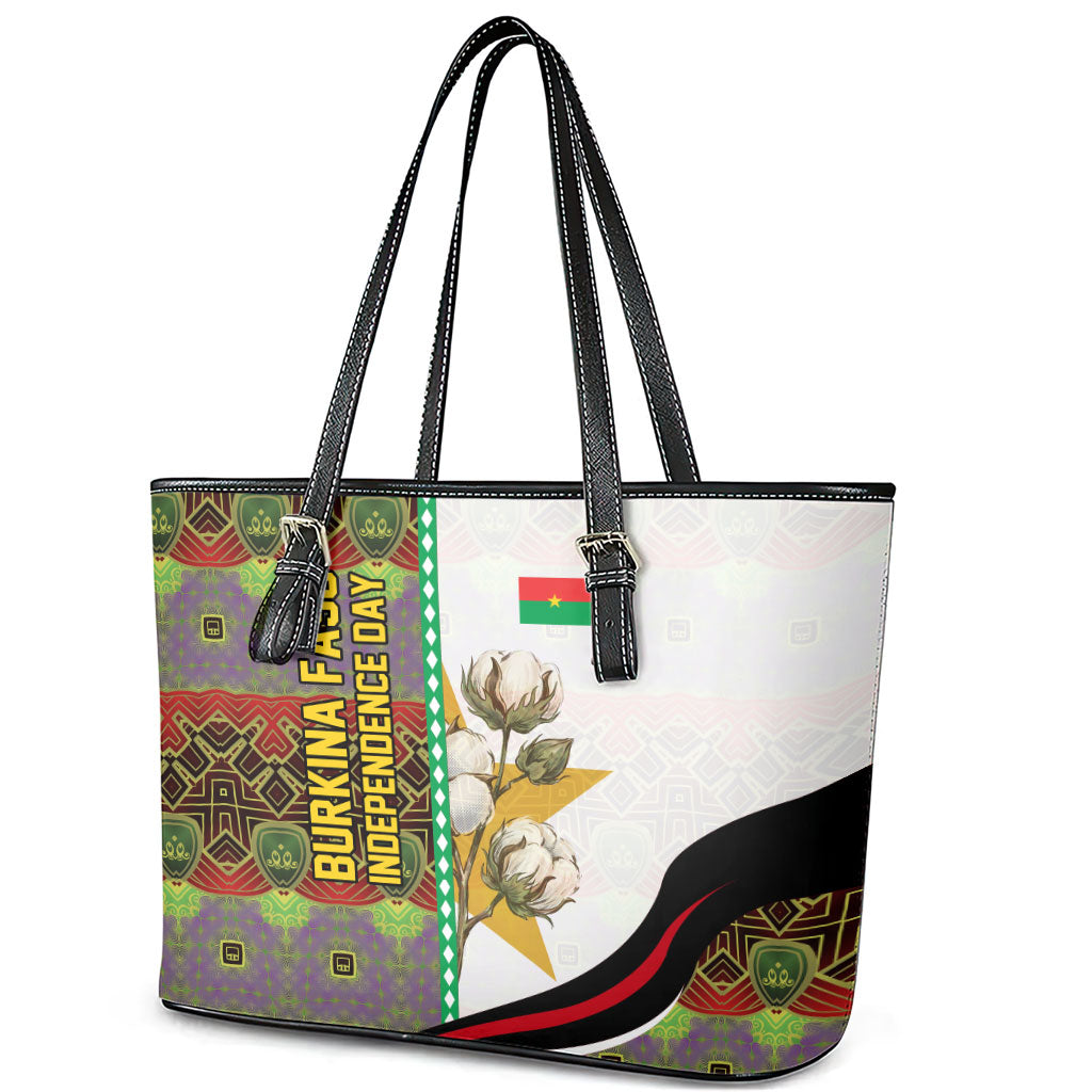 Burkina Faso Independence Day Coat Of Arms Leather Tote Bag National Stallion Shield