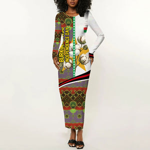 Burkina Faso Independence Day Coat Of Arms Long Sleeve Bodycon Dress National Stallion Shield