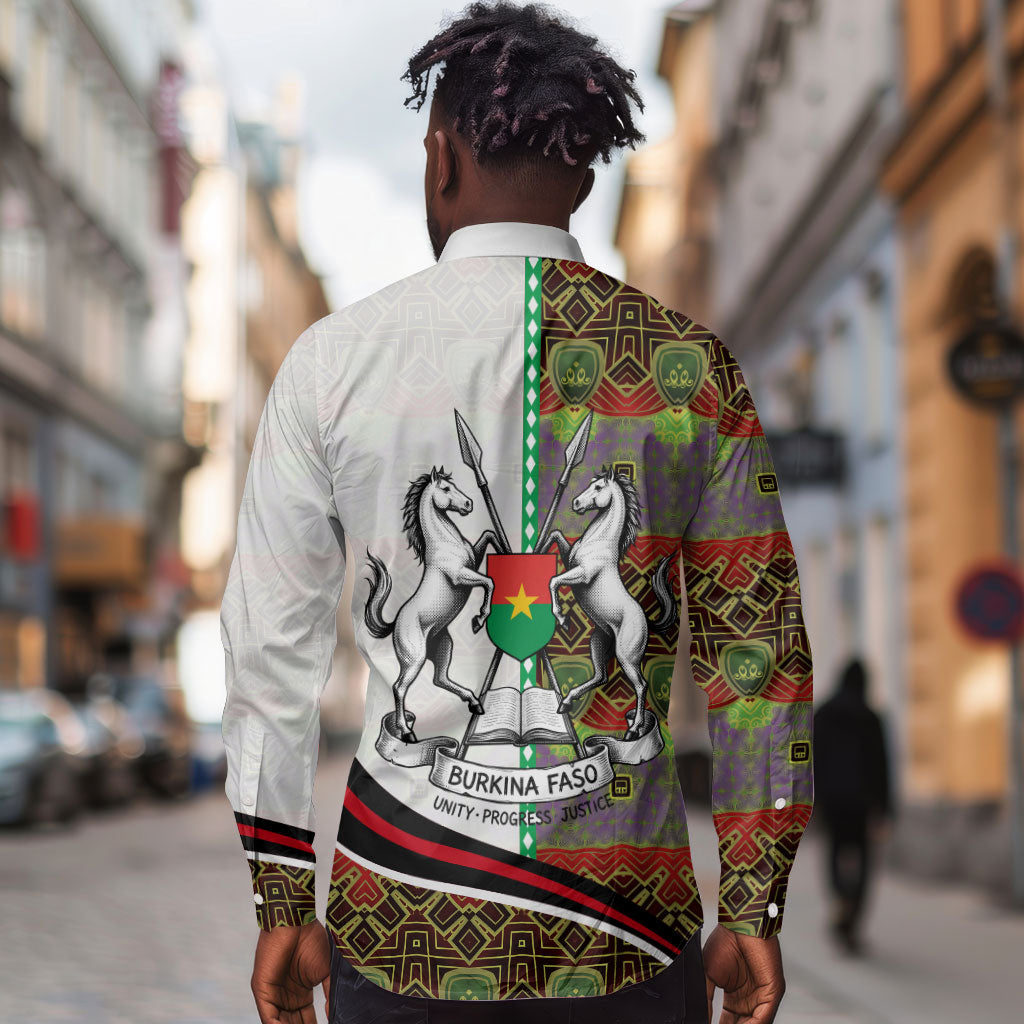 Burkina Faso Independence Day Coat Of Arms Long Sleeve Button Shirt National Stallion Shield