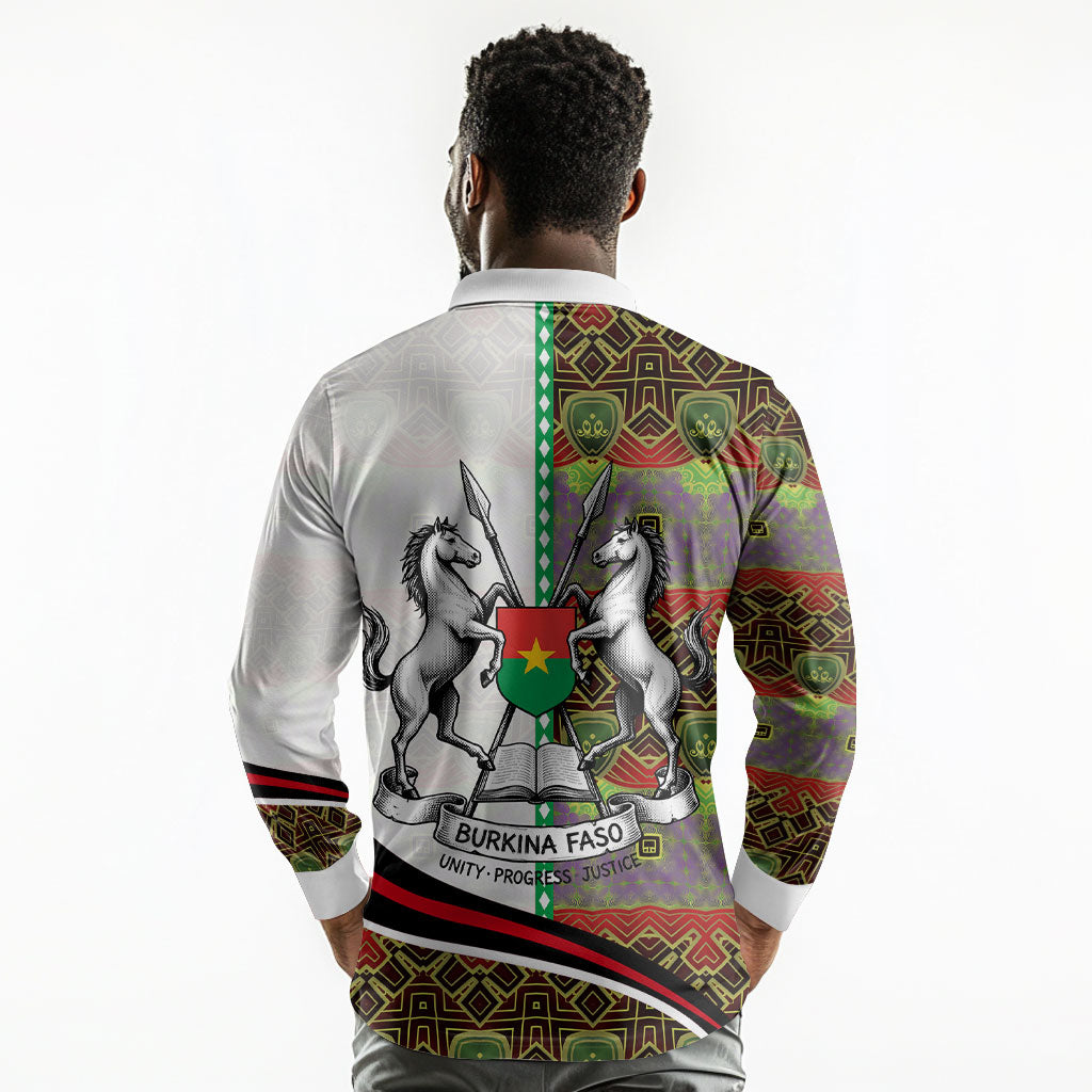 Burkina Faso Independence Day Coat Of Arms Long Sleeve Polo Shirt National Stallion Shield