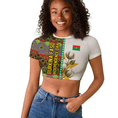 Burkina Faso Independence Day Coat Of Arms Raglan Cropped T shirt National Stallion Shield