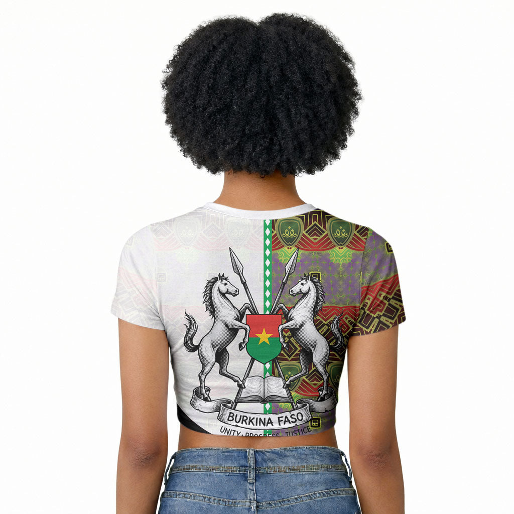 Burkina Faso Independence Day Coat Of Arms Raglan Cropped T shirt National Stallion Shield