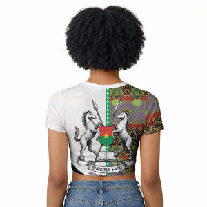 Burkina Faso Independence Day Coat Of Arms Raglan Cropped T shirt National Stallion Shield