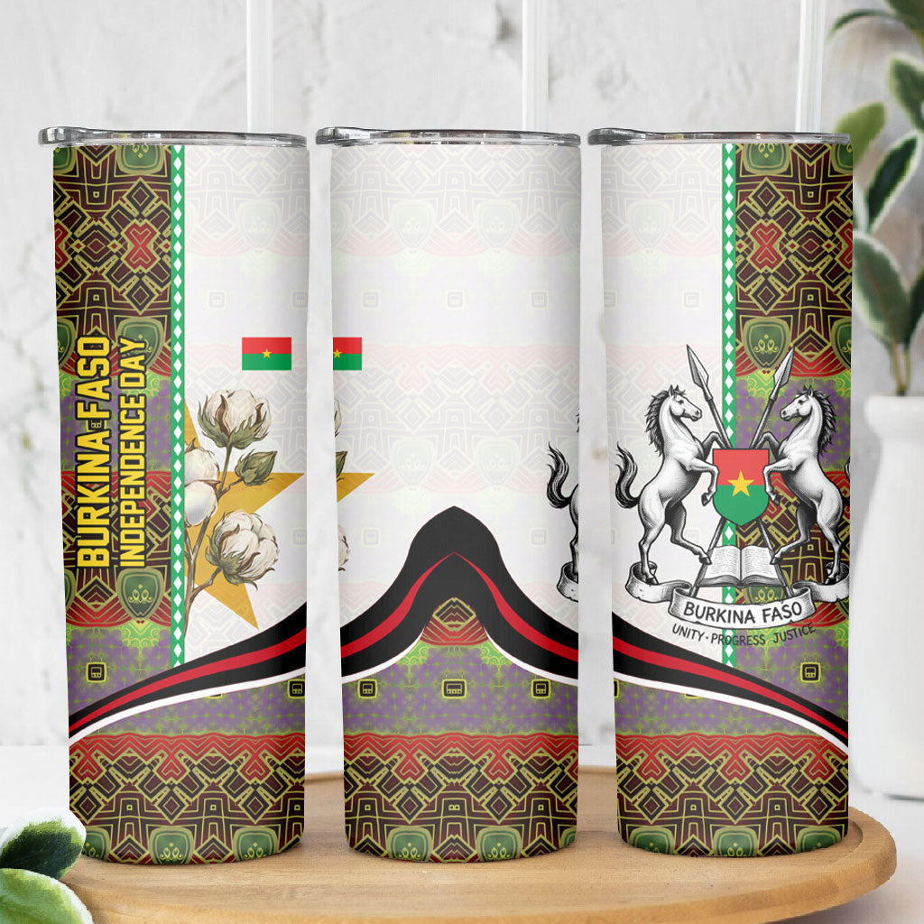 Burkina Faso Independence Day Coat Of Arms Skinny Tumbler National Stallion Shield