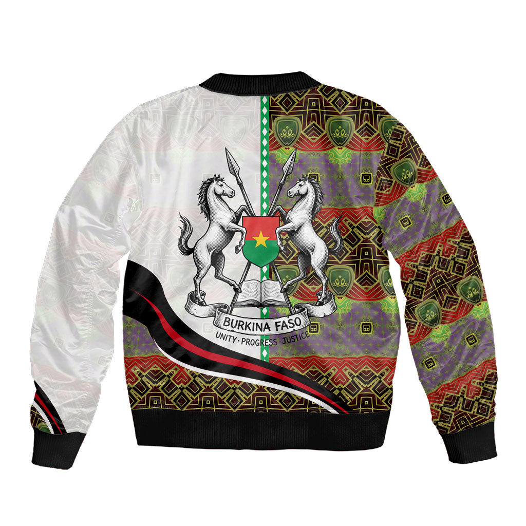 Burkina Faso Independence Day Coat Of Arms Sleeve Zip Bomber Jacket National Stallion Shield