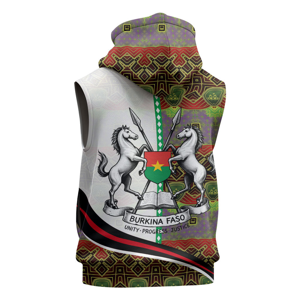 Burkina Faso Independence Day Coat Of Arms Sleeveless Zip Hoodie National Stallion Shield