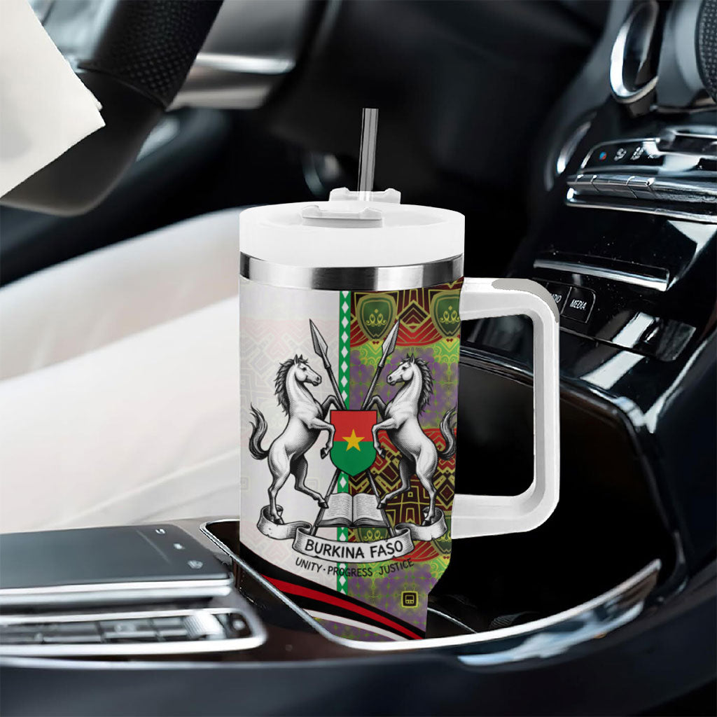 Burkina Faso Independence Day Coat Of Arms Tumbler With Handle National Stallion Shield