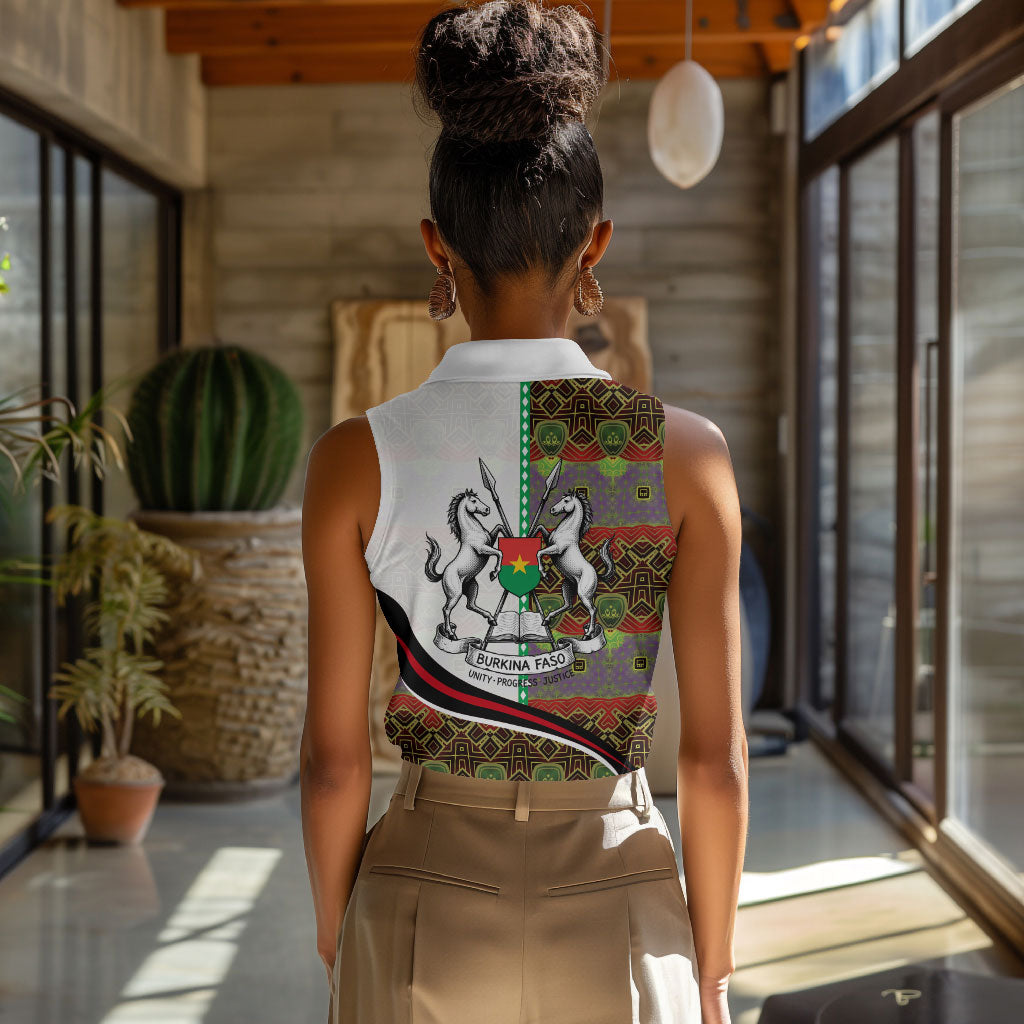 Burkina Faso Independence Day Coat Of Arms Women Sleeveless Polo Shirt National Stallion Shield