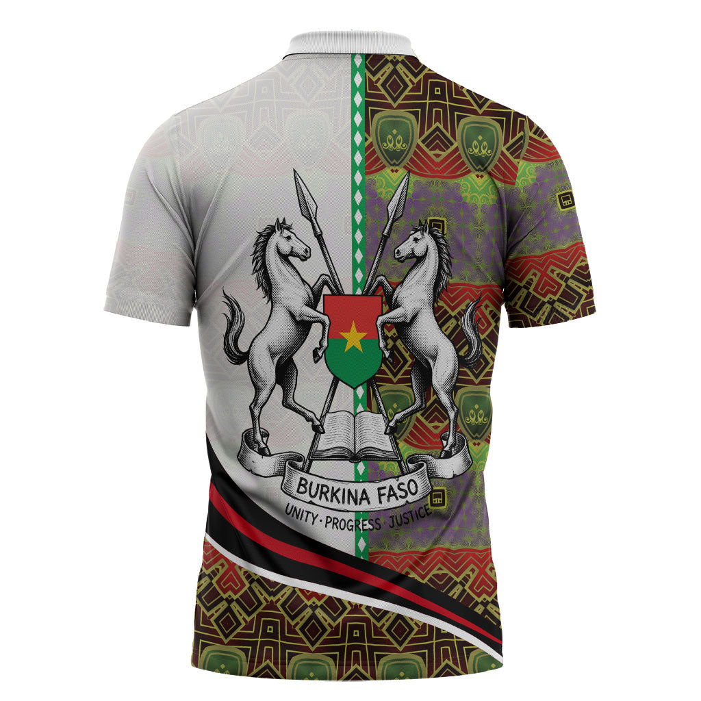 Burkina Faso Independence Day Coat Of Arms Zipper Polo Shirt National Stallion Shield