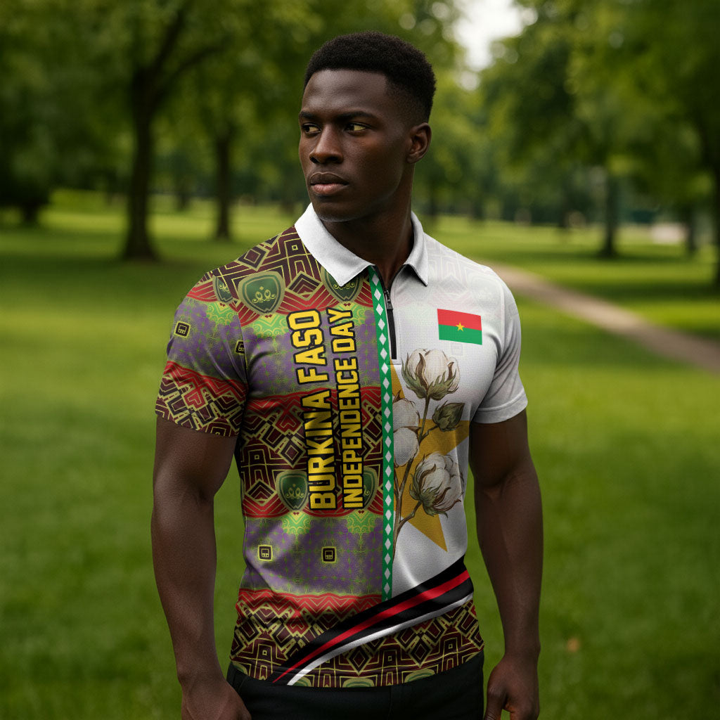 Burkina Faso Independence Day Coat Of Arms Zipper Polo Shirt National Stallion Shield