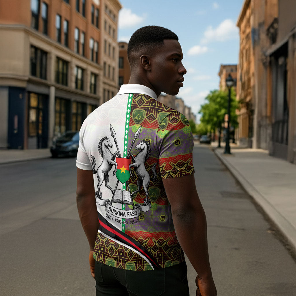 Burkina Faso Independence Day Coat Of Arms Zipper Polo Shirt National Stallion Shield