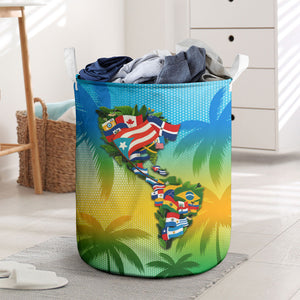 Caribbean-American Heritage Month Laundry Basket Colorful Caribbean & Latin American Flag Map