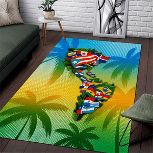 Caribbean-American Heritage Month Area Rug Colorful Caribbean & Latin American Flag Map