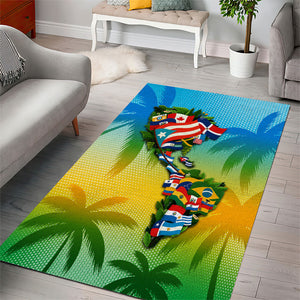 Caribbean-American Heritage Month Area Rug Colorful Caribbean & Latin American Flag Map