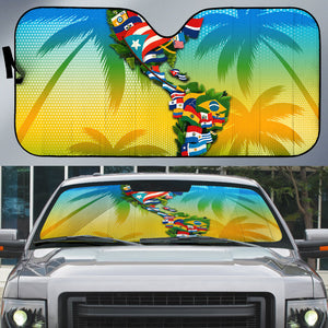Caribbean-American Heritage Month Auto Sun Shade Colorful Caribbean & Latin American Flag Map