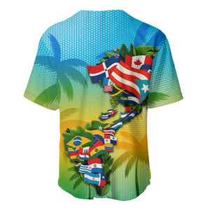 Caribbean-American Heritage Month Baseball Jersey Colorful Caribbean & Latin American Flag Map