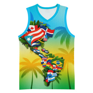 Caribbean-American Heritage Month Basketball Jersey Colorful Caribbean & Latin American Flag Map