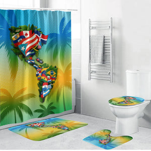 Caribbean-American Heritage Month Bathroom Set Colorful Caribbean & Latin American Flag Map
