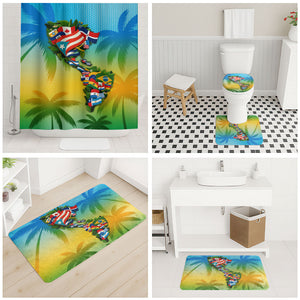 Caribbean-American Heritage Month Bathroom Set Colorful Caribbean & Latin American Flag Map