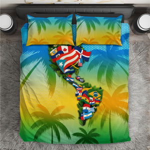 Caribbean-American Heritage Month Bedding Set Colorful Caribbean & Latin American Flag Map