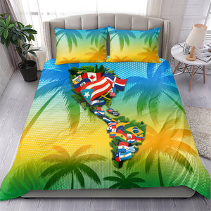 Caribbean-American Heritage Month Bedding Set Colorful Caribbean & Latin American Flag Map