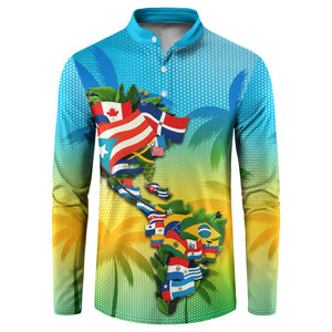 Caribbean-American Heritage Month Button Sweatshirt Colorful Caribbean & Latin American Flag Map