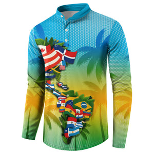 Caribbean-American Heritage Month Button Sweatshirt Colorful Caribbean & Latin American Flag Map