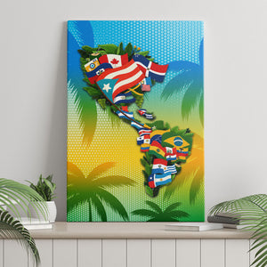 Caribbean-American Heritage Month Canvas Wall Art Colorful Caribbean & Latin American Flag Map