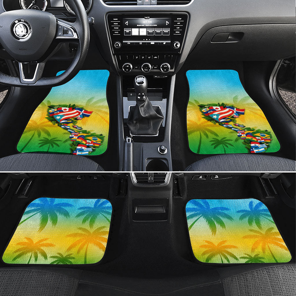 Caribbean-American Heritage Month Car Mats Colorful Caribbean & Latin American Flag Map