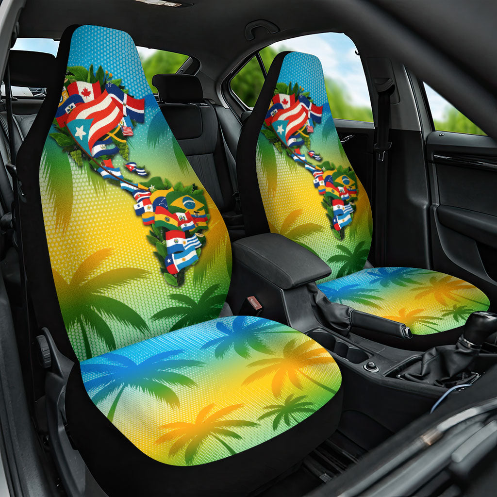 Caribbean-American Heritage Month Car Seat Cover Colorful Caribbean & Latin American Flag Map