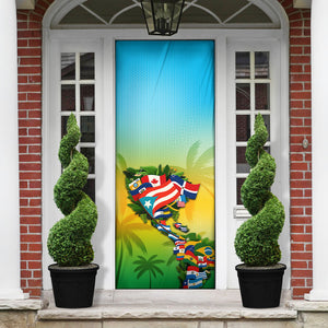 Caribbean-American Heritage Month Door Cover Colorful Caribbean & Latin American Flag Map