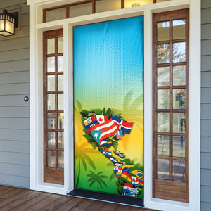 Caribbean-American Heritage Month Door Cover Colorful Caribbean & Latin American Flag Map