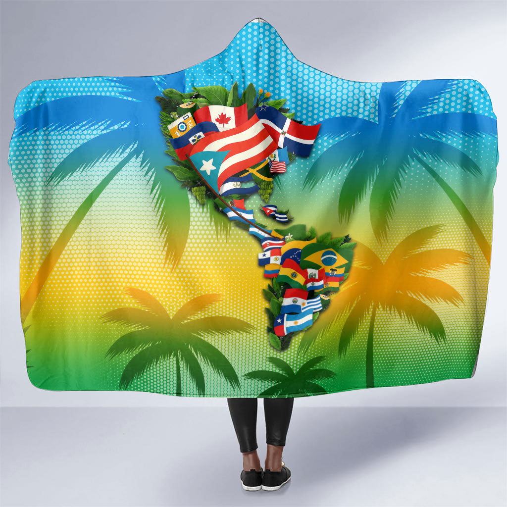 Caribbean-American Heritage Month Hooded Blanket Colorful Caribbean & Latin American Flag Map