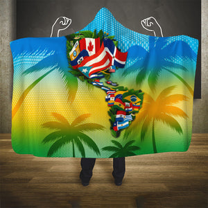 Caribbean-American Heritage Month Hooded Blanket Colorful Caribbean & Latin American Flag Map