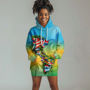 Caribbean-American Heritage Month Hoodie Dress Colorful Caribbean & Latin American Flag Map