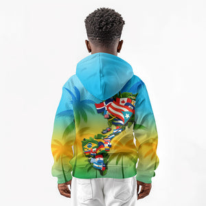 Caribbean-American Heritage Month Kid Hoodie Colorful Caribbean & Latin American Flag Map