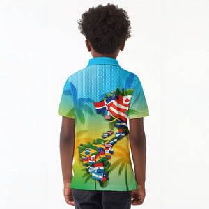 Caribbean-American Heritage Month Kid Polo Shirt Colorful Caribbean & Latin American Flag Map